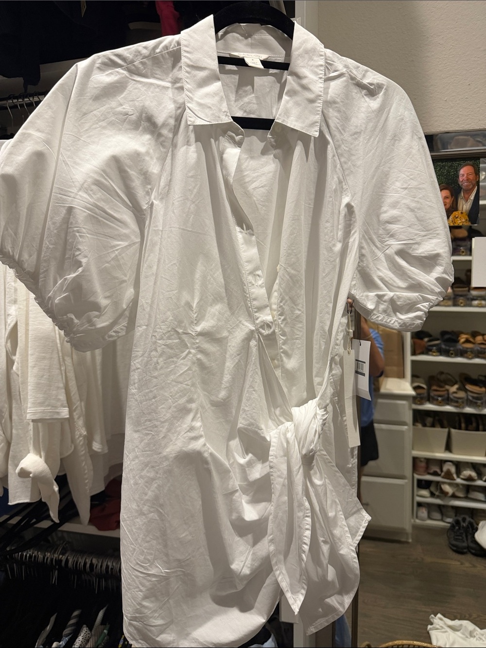 Caslon White Short Puff Sleeve Button-Down with Side Tie
